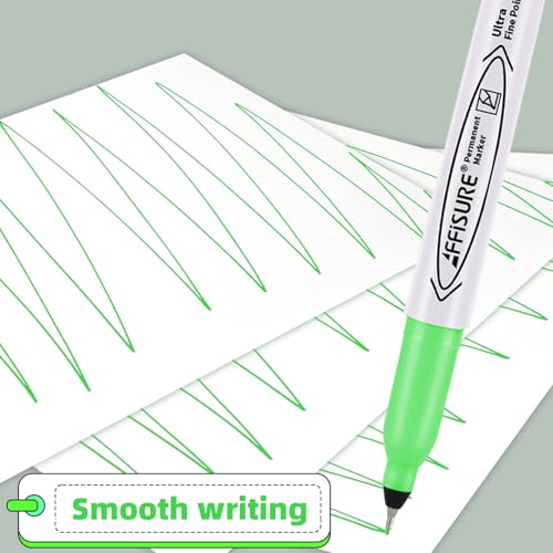 Image of Green Ultra Fine Point Permanent Markers, 20 Pack, 0.4 mm, Precision Extra Fine Tip for Detailed Writing, Art, Crafts & Labeling on Paper, Plastic, Glass, Metal, Waterproof, Fade-Resistant Ink