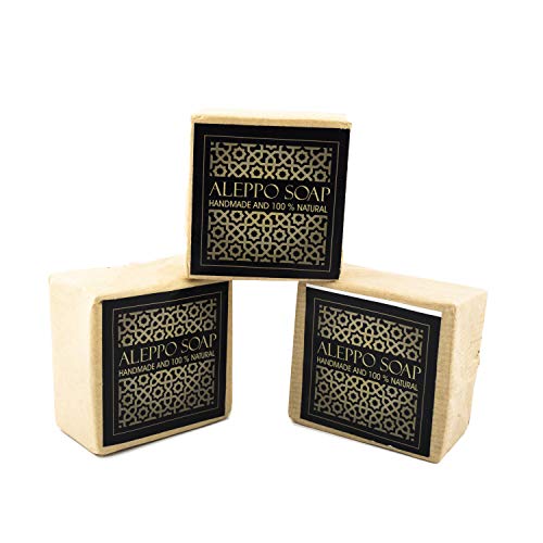 Jabón natural receta original de Alepo 75% aceite de oliva 25% aceite de laurel, 3 piezas, nutritivo, vegano y orgánico hecho a mano, hidratante para pieles sensibles, cabello, método tradicional