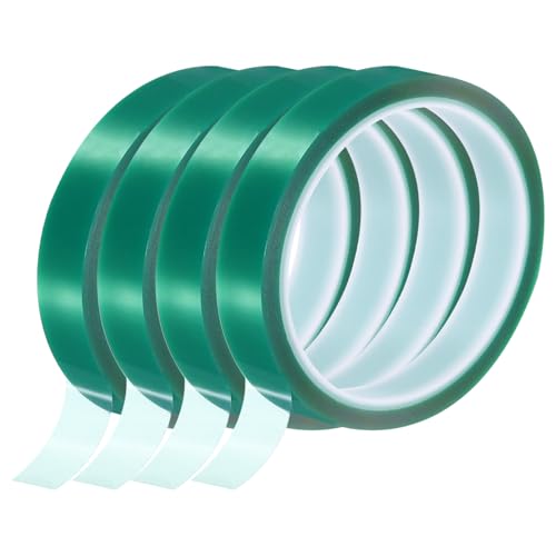 Image of uxcell Green Heat Tape, 4 Rolls 20mmx33m 108ft High Temperature Heat Resistant Tape for Sublimation,Heat Vinyl Press,Heat Transfer, Circuit Board, No Residue