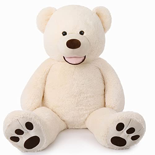 Image of MorisMos Smile Giant Teddy Bear, 51inch Large Stuffed Bears with Big Footprints, Big Stuffed Animals Cuddly Plush Gifts for Girlfriends, Boyfriend, White