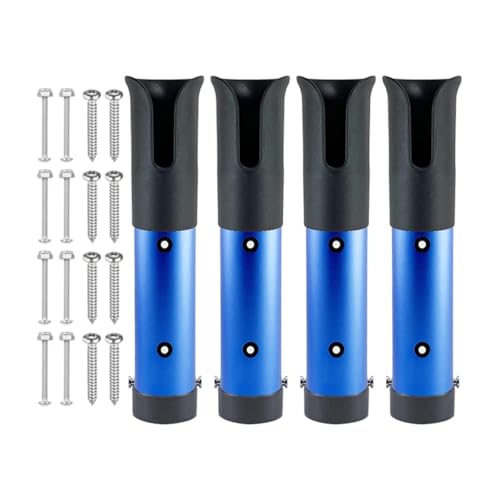 QSTDGVPW Soporte de Caña de Pescar de 4 Piezas con Tornillos, Soporte Portátil Multifuncional, Soporte para Caña de Pescar para Remolques, Negro Azul