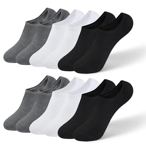 Honeysea 6 Pairs No Show Massage Socks - Non Slip Low Cut Invisible Socks for Running & Athletic Activities