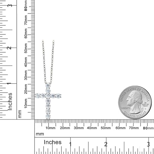 Gem Stone King Moissanite Cross Necklace | 925 Sterling Silver | 1.76 Cttw | 1 Inch | Jesus Christian Religious Crucifix Jewelry Pendant Necklace for Women | with 18 Inch Silver Chain3