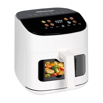MIRASTON 6.8QT Large Air Fryer for Family, with See-Through Window & Tilt Touchscreen, 8 One-Touch Presets for Main Dishes, Snacks & Desserts, Dishwasher Safe, White