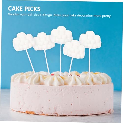 TOYANDONA 10pcs Decorations Birthday Cake Picks Photo Cake Toppers Edible Cupcake Decorations Woolen Yarn Balls - Image 8