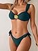 Eomenie Women's Bikini Sets Two Piece Metal Swimsuits V Neck Lace Up Bathing Suits Sexy Wide Strap Tie Back Swimwear Peacock Green