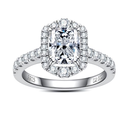 Cushion/Radiant Cut Moissanite Engagement Rings for Women 2/2.634cttw D Color VVS1 Clarity 925 Sterling Silver Wedding Promise Anniversary Rings with Certificate