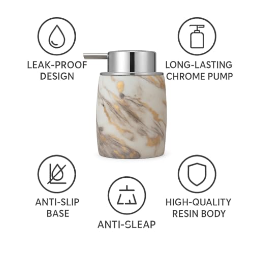 Image of LAGET 300ml Soap Dispenser for Wash Basin - Premium Brown Golden Print | Kitchen and Bathroom Accessories Items | Refillable Liquid Handwash Dispenser Bottle (White Thunder)