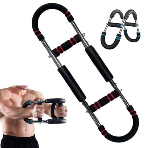 Saker ツイスター アーム トレーナー、40〜100ポンド調節可能な胸部トレーニング器具、どこでも使える男性用ポータブル取り外し可能スプリング抵抗ホームフィットネス(Red)