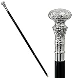 RETRONE Bastón de madera antigua vintage de 36 pulgadas con perilla de mango de latón plateado, regalo elegante y coleccionable para bastón de 36 pulgadas (marrón)