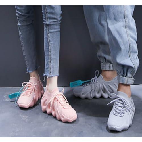 Y2K Ripple Wave Sneakers Millennium-Inspired Ultra Soft Sock Fit Athletic Shoes | Futuristic Wavy Sole | Y2K Fashion Women's Sneakers in Pink, Grey & Beige4