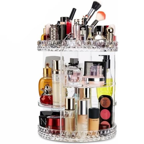 Organizador de Maquiagem Cosméticos Giratório 360°, Acrílico Transparente, 6 Camadas, 25 x 36 cm