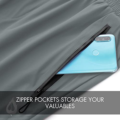 Baleaf Men's Joggers Pants Lightweight Running Workout Athletic Training Gym Quick Dry Tapered Jogger Zipper Pockets Light Gray L #TOP4