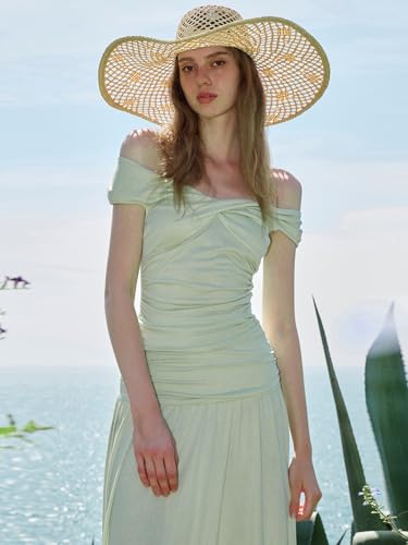 Image of Two Piece Skirt Set for Women - Sexy Sleeveless Spaghetti Strap Pleated Tank Top Maxi Long Skirts Sets