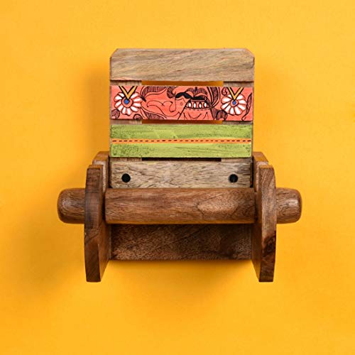 Image of Aakriti Art Creations Indian Soul Handcrafted Madhubani Toilet Roll for Home and Kitchen | Kitchen Accessories | Bathroom Organiser | Indian Handicraft | Handcrafted Home Decor Gift