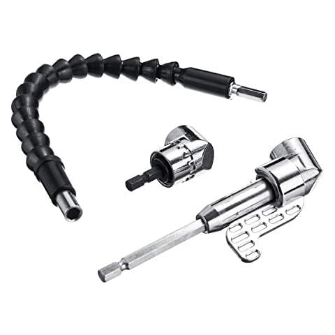 ArtisanShow 3PCS 105 Degree Right Angle Extension 1/4" Hex Shank Screwdriver Bit Drill Holder Extension Driver Flexible Shaft Bit for Electric Drill/Manual Wrench Power Hand Tools Gift for Machinist Cover
