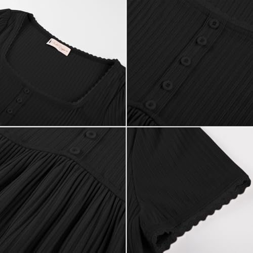 Image of Belle Poque Women's Summer Cute Tops Short Sleeve Babydoll Peplum Top 2026 Square Neck Casual Shirts Teen Top Tee