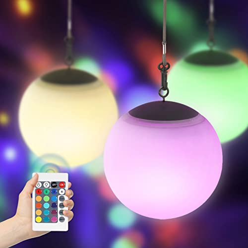 Solarlampen FüR AußEn HäNgend Baum Wasserfest LED Solarleuchten Garten Kugel Winterfest Warmweiß Mit Fernbedienung,Gartenleuchten Solar Laterne FüR Deko Balkon 20 Cm