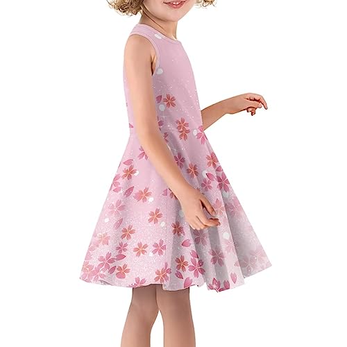 Little Girls Sleeveless Dress Princess Dress Swing Skater Twirl Midi Dress Knee-Length Pleat Dress 3-16 Year3
