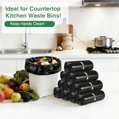 Image of 200 Counts 1.2 Gallon Trash Bag Drawstring Small Trash Bags, Thick Pre-separated Garbage Bags, Trash Bin Liners, Suitable for bathroom, kitchen, bedroom, office (Black)