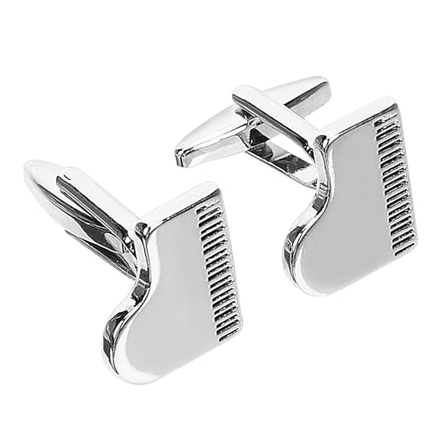 1 Par gemelos de piano bisuteria hombre accesorios hombre gemelos de camisa plateados men botón de la manga de la camisa sujetadores decorativos aleación Silver DEARMAMY