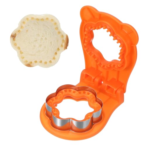 sourcing map Cortador de sándwiches sin corteza, con forma de flor, sellador de prensa para pan, cortador de galletas y sellador para bricolaje, desayuno, almuerzo, té de la tarde (naranja)