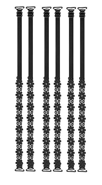 3 Pairs Lace Flower Bra Straps,Adjustable Non-Slip Bra Straps Replacement Elastic Bra Shoulder Straps Non-Slip Lingerie Straps for Women Girls Tops Dress (Black,Skin,White)-image-41