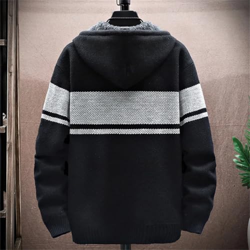 Men's Hooded Cardigan Sweater Casual Paneled Jacket Fall/Winter Outfit4