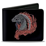 Cartera de la Casa del Dragón, plegable, Llamas de la Casa del Dragón Negro Rojo, Gris, Cuero Vegano, Casa del Dragón, 4 x 3.5 pulgadas