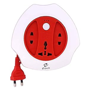 E-tech Extension/power/Flex Box Board Strip with 3 Socket and Supply Indicator (Red, 1 Piece)