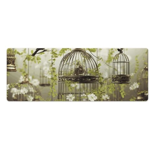 Tapis de souris de jeu grand format décoratif oiseaux pour la maison