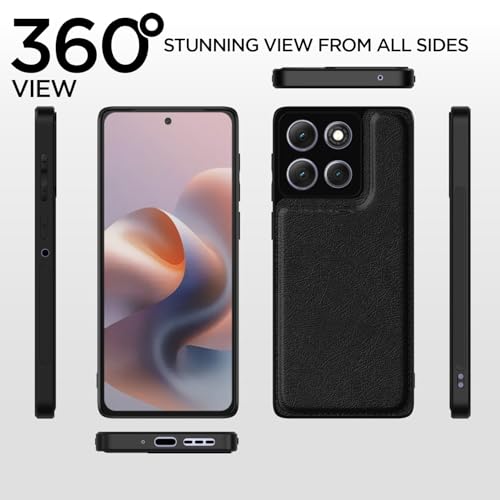 Image of Outlouders Back Cover for Motorola Moto G86 Power 5G | Full Camera Protection | Super Soft-Touch | Raised Edges | Flexible Pu Leather | Bumper Case (Black)