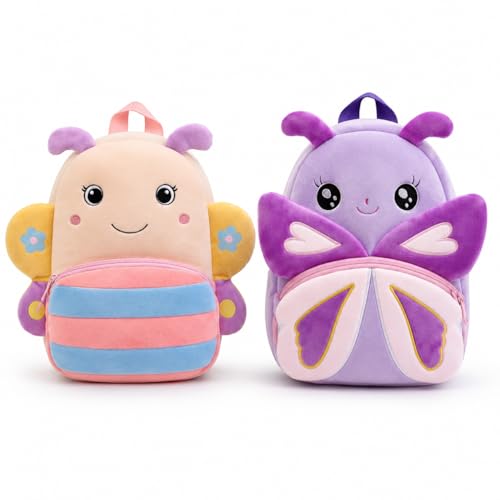 Image of Cartoon Plush Kids School Bag 2-6 Years | Soft Toy Backpack for Boys & Girls | Toddler Nursery Preschool Bag | Lightweight Adjustable Straps