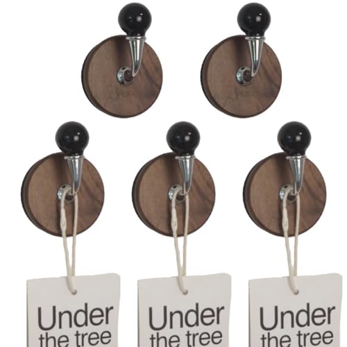 5 Pcs Colorful Magnetic Hooks Heavy Duty Magnet Hook Strong Neodymium Magnetic Coat Hooks Magnetic Hanger for Refrigerator, Metal Door, Locker for Hanging Towel, Coat, Bag, Umbrella (Black)