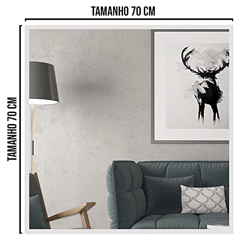 Espelho Quadrado 70x70 cm Grande Moldura Caixa Decoração Parede (Branco)