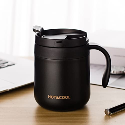 Image of Mockery Stainless Steel 350ml Coffee Travel Tumbler Cup, Thermal Mug, Insulated Tumbler, Tea Cup and Mug, Cup with Lid and Handle for Travel, Office Desk, Work (Black)