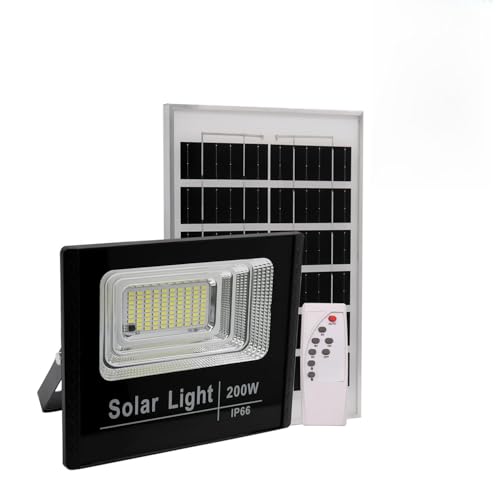 Refletor Led Solar Holofote 200w Placa Bateria Prova Dágua