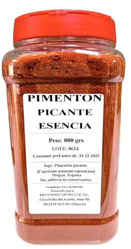 Pimentón Picante 800 gr - Origen España - Sin Conservantes ni Colorantes - Marca Pelluz