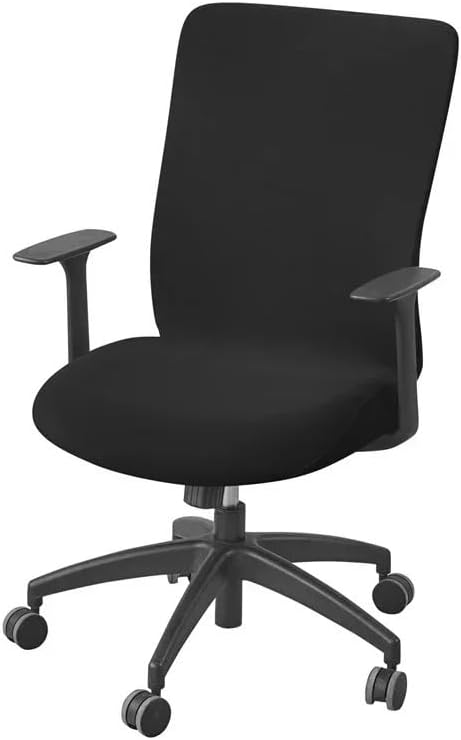 1PC Solid Color Office Armchair Cover Stretch Spandex Computer Chair Covers Lift Rotating Chair Case Funda Silla Escritorio(A1 Black ChairCover)