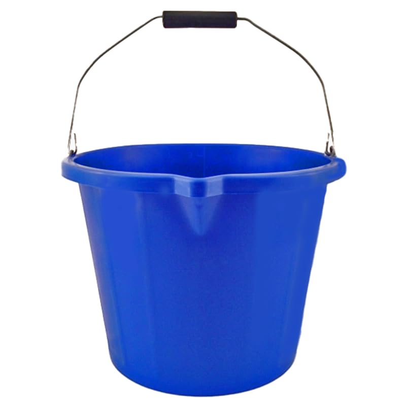15 Litre Heavy Duty Builders Bucket – Durable Plastic Construction with Pouring Lip & Strong Metal Handle – Graduated in Gallons and Litres – Multipurpose Mixing, Available in 5 Colours_BLUE