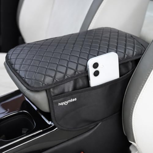 Image of Premium Car Armrest Cushion Pad - Soft PU Foam Console Pad for Relaxed Driving | Universal Fit Arm Support for Road Trips & Daily Commutes | Anti-Slip & Durable (Black)