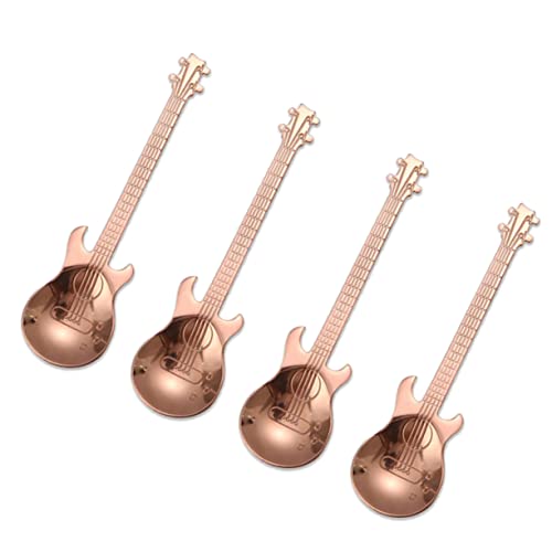 COLLBATH 1 PC Guitar Shape Spoon Sugar Spoons Drink Spoons Musical Spoons Guitar Spoon Ice Cream Spoons Stirring Spoons Dinner Spoons Fruit Spoon Soup Spoon Coffee Spoon Mixing Spoon Golden