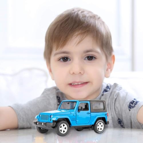 TGRCM-CZ Diecast Model Cars Toy Cars, Wrangler Rubicon1:32 Scale Alloy Pull Back Toy Car with Sound and Light Toy for Girls and Boys Kids Toys (Blue) - Thumbnail 7