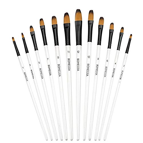 BOMEIJIA Filbert Paint Brushes Set, 12 PCS Artist Brush for Acrylic Oil