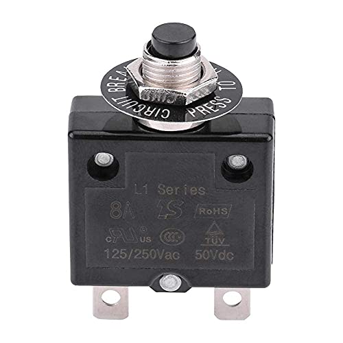 Disjoncteur À Réarmement Manuel, Disjoncteur Thermique De Bouton Poussoir, Protecteur De Surcharge De Surintensité, Avec Bouton De Réinitialisation, 5A 8A 10A 15A 18A 20A 30A En Option, 8A