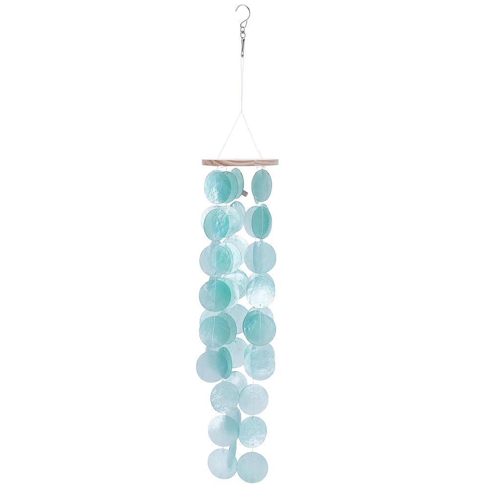 PH PandaHall Conchiglia di Capiz Carillon da Vento per Esterni 61.5cm Carillon da Vento per Donne per Portico con Cima in Legno per Giardino Patio Parete Decorazione Costiera Cortile