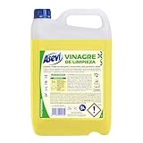 Asevi Vinagre de Limpieza con Detergente 5L – Limpiador Multiusos Profesional con Aroma Limón – Elimina Cal, Grasa y Suciedad – Apto para Cocina, Baño, Suelos y Cristales