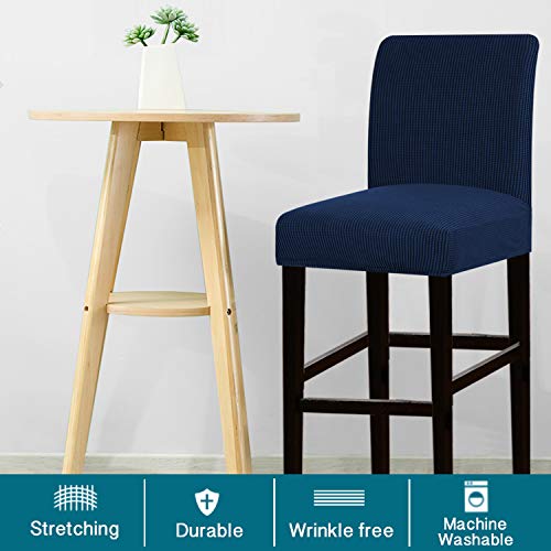 Turquoize Stretch Bar Stool Cover Counter Stool Pub Chair Slipcover For Dining Room Cafe Barstool Slipcover Removable Furniture Chair Seat Cover Jacquard Fabric With Elastic Bottom Set Of 2,Navy #TOP1