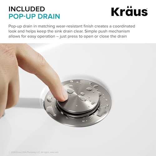 KRAUS Indy Bathroom Faucet for Vessel Sink in Spot-Free Brushed Nickel with Single Handle, Pop Up Drain and Supply Lines, KVF-1410SFBN - image 7