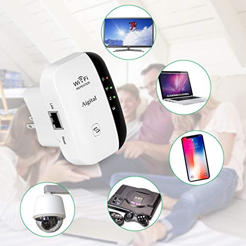 Aigital WiFi Extender - Upgraded WiFi Repeater Wireless Signal Booster Mini WiFi Blast Range Extender, Access Point, Easily Extend Signal to Cover Whole Home, 300Mbps 2.4GHz| New Program| Quick Setup - Thumbnail 2